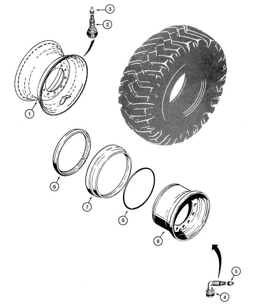 Схема запчастей Case 521D - (06-38) - WHEELS (06) - POWER TRAIN