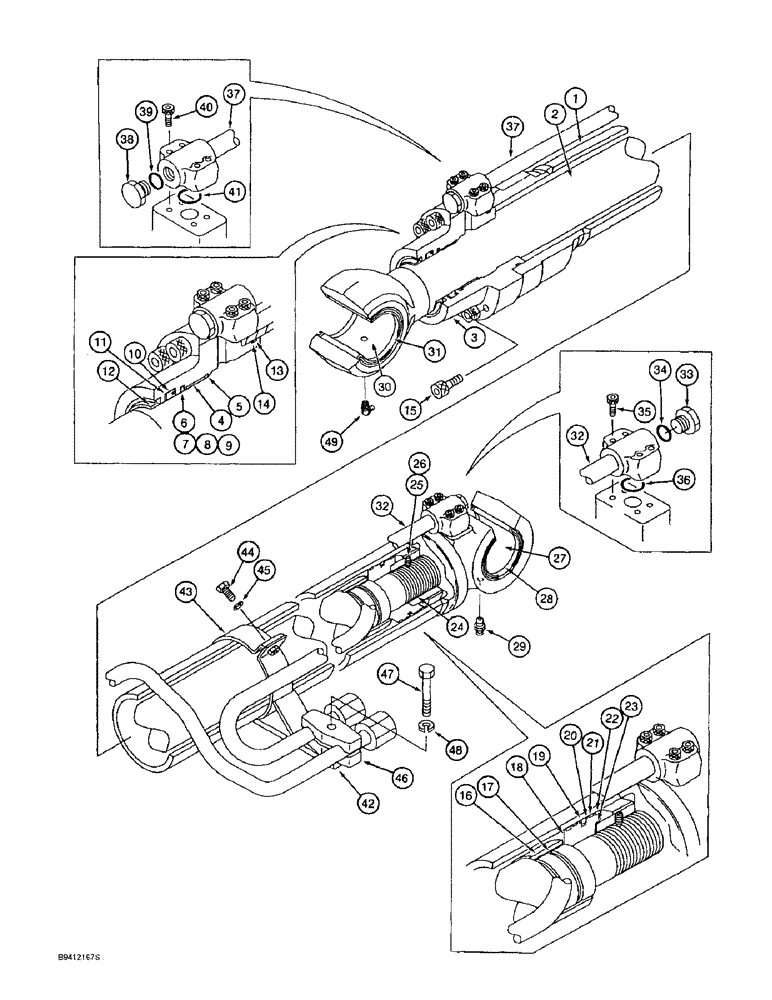 Схема запчастей Case 9010B - (8-126) - BOOM CYLINDERS, MODELS WITHOUT LOAD HOLD (08) - HYDRAULICS