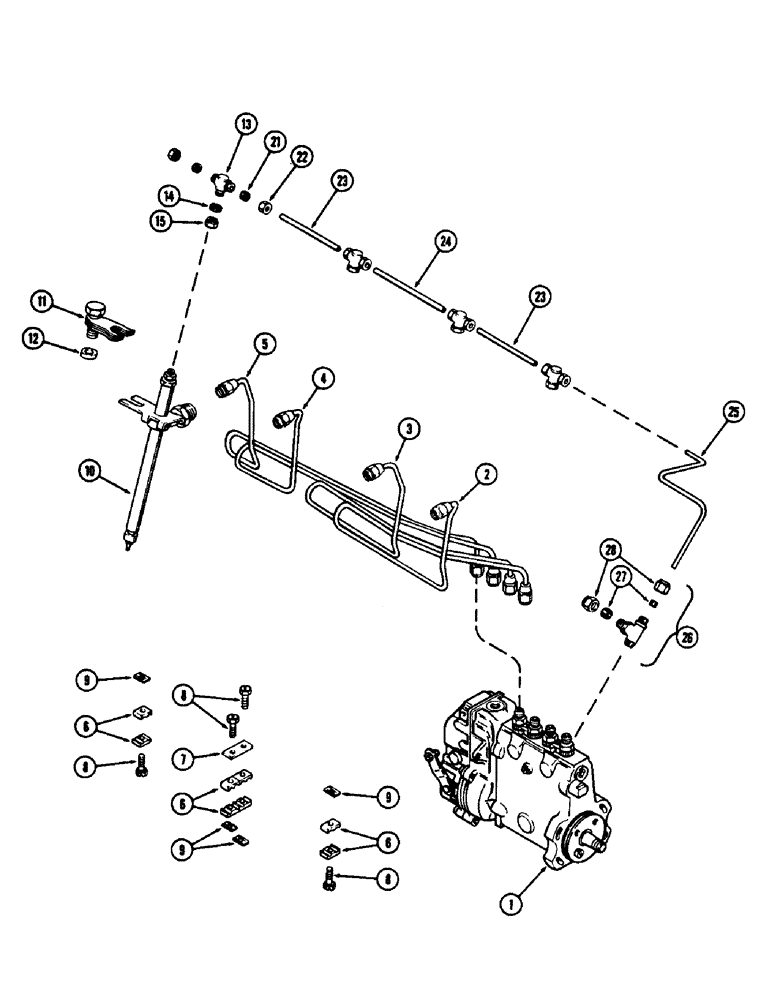 Схема запчастей Case 880B - (032) - FUEL INJECTION SYSTEM, 336BDT DIESEL ENGINE (02) - FUEL SYSTEM