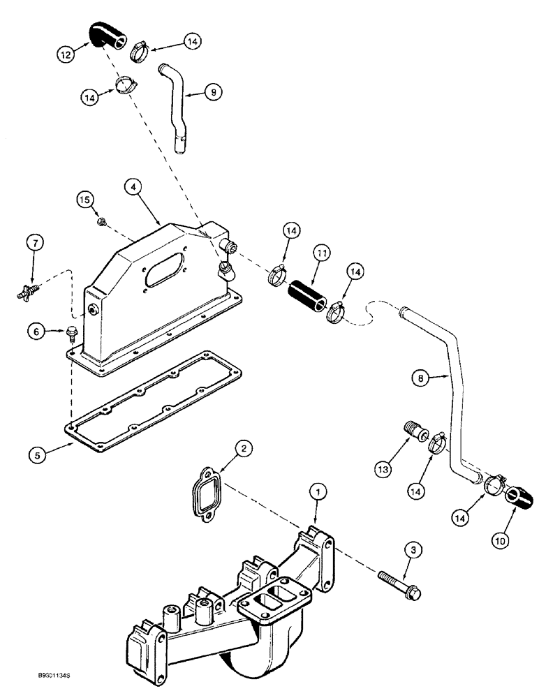 Схема запчастей Case 9010B - (2-036) - EXHST MANIFOLD & INTAKE AFTCLR,4TA-390 ENG,*PRIOR TO P.I.N. DAC01#2001,EXHST MANIFOLD, INTAKE AFTCLR (02) - ENGINE