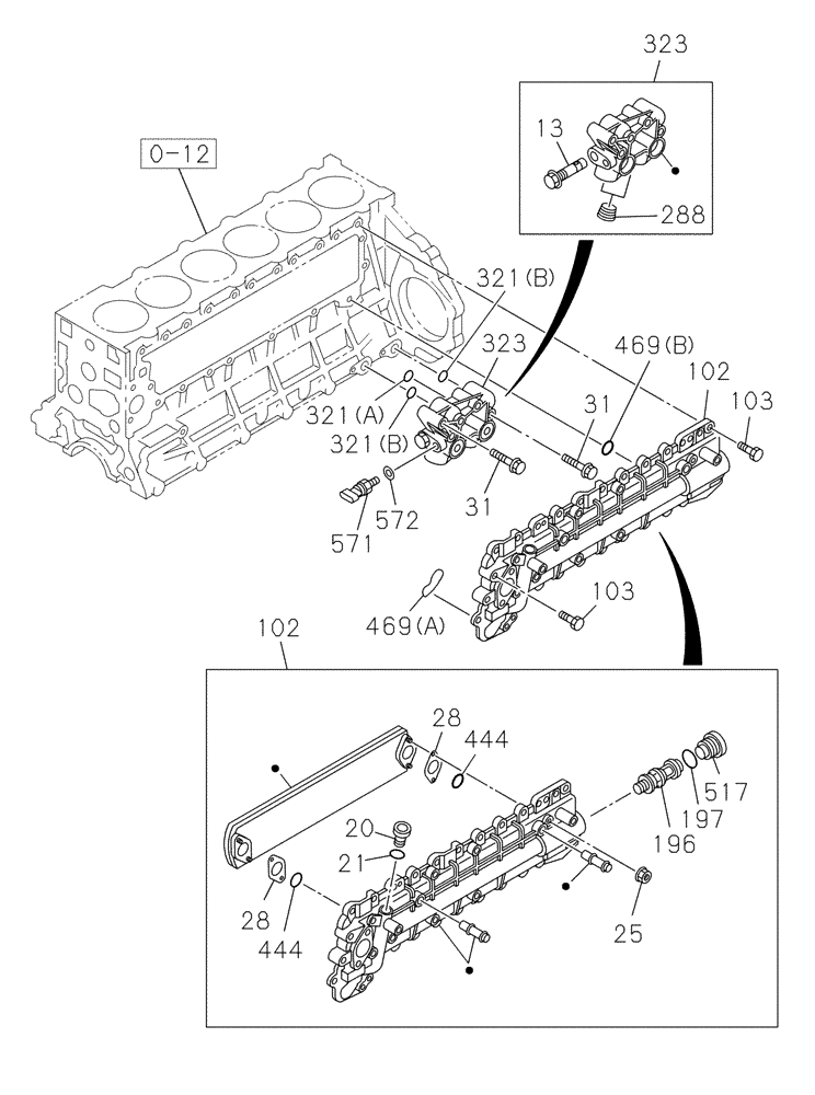 Схема запчастей Case CX350C - (02-023[00]) - OIL COOLER - ENGINE (02) - ENGINE