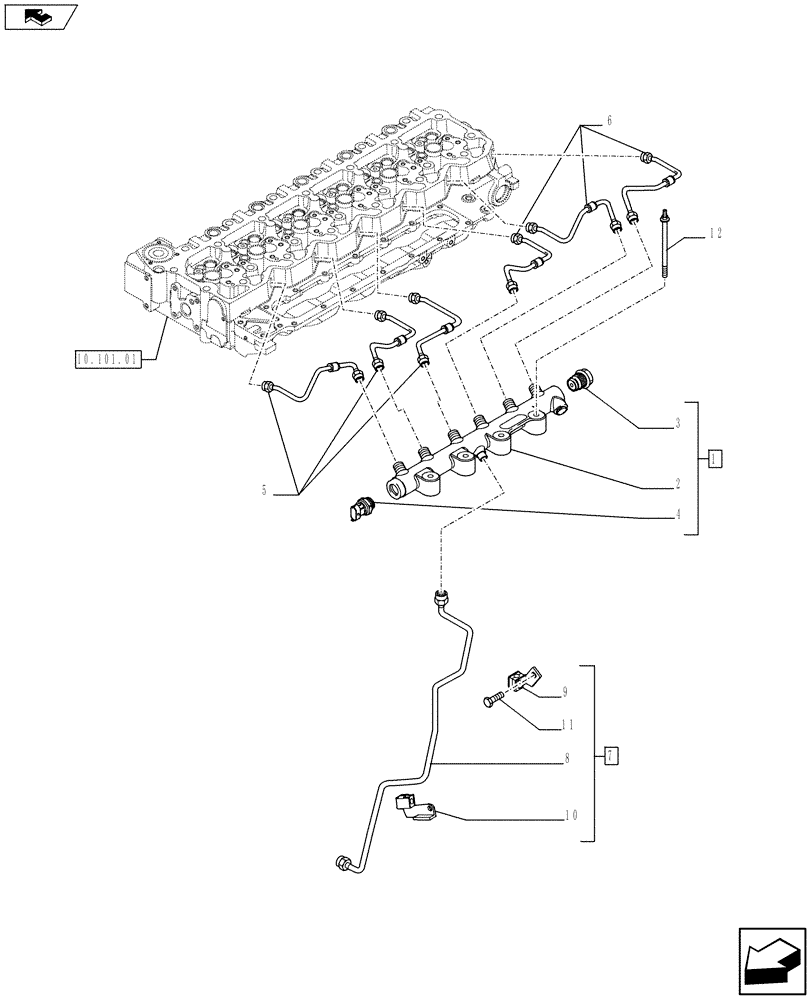 Схема запчастей Case F4HFE613Y A003 - (10.218.03) - INJECTION EQUIPMENT - PIPING (10) - ENGINE