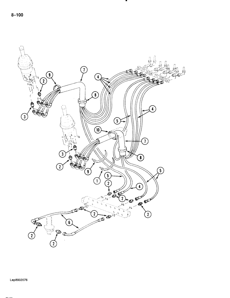 Схема запчастей Case 888 - (8-100) - HYDRAULIC CONTROL CIRCUIT, MANIFOLD TO HAND CONTROL VALVES, P.I.N. FROM 74163 - 74418, 15201 - 15264 (08) - HYDRAULICS