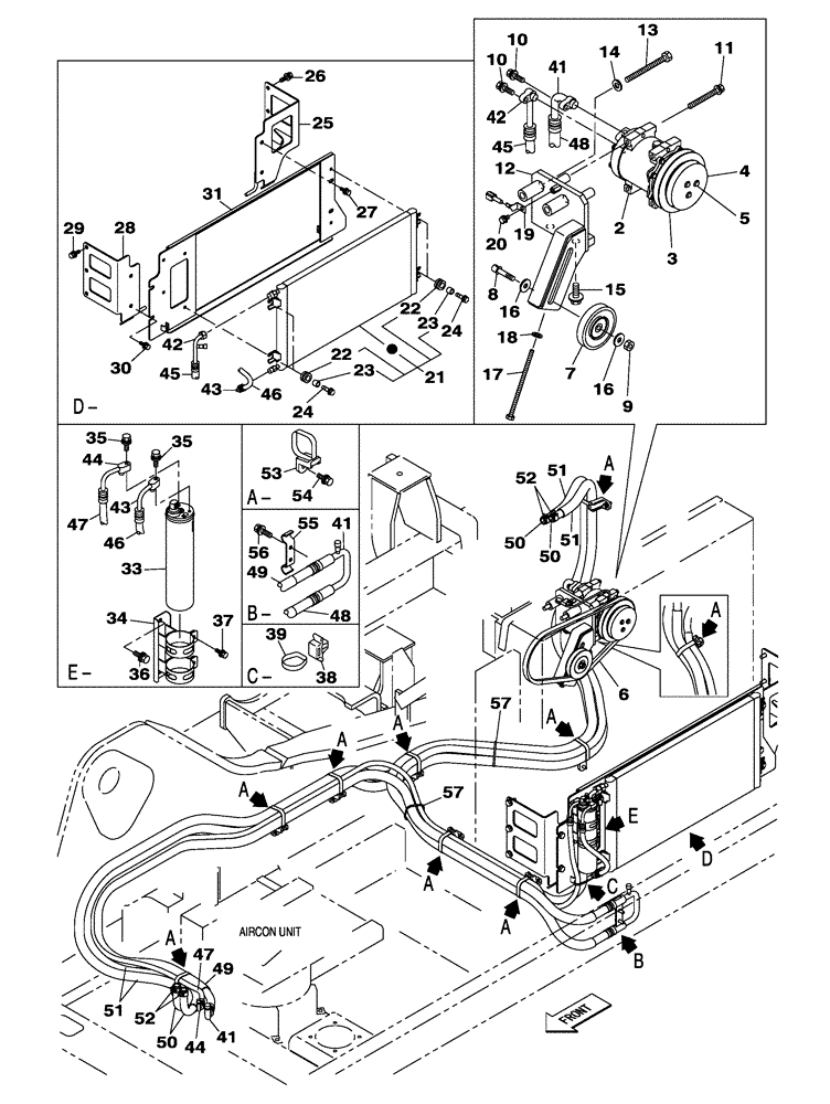 Схема запчастей Case CX300C - (09-025-00[01]) - CAB AIR CONDITIONING - FRAME (09) - CHASSIS/ATTACHMENTS