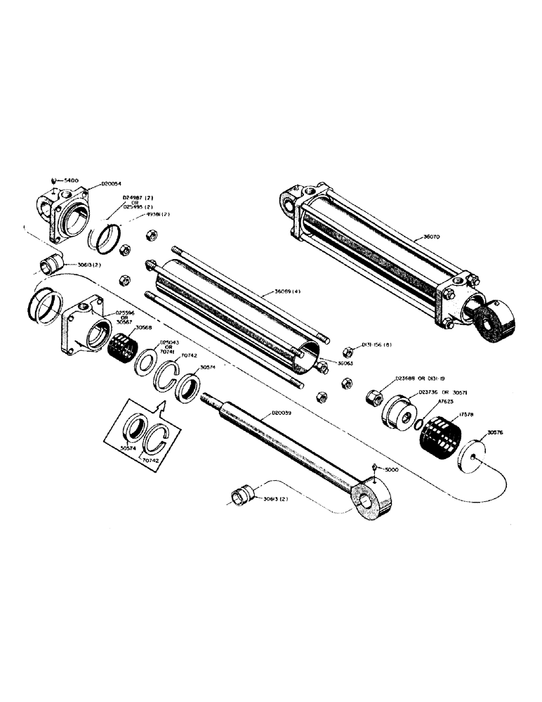 Схема запчастей Case 310 - (46) - 36070 HYDRAULIC BOOM CYLINDER (3-1/2" DIA.) 