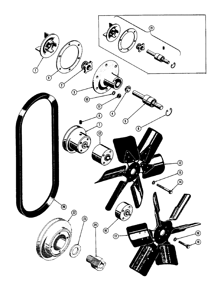 Схема запчастей Case 600 - (036) - ENGINE ACCESSORIES, WATER PUMP, FAN, FAN DRIVE (01) - ENGINE