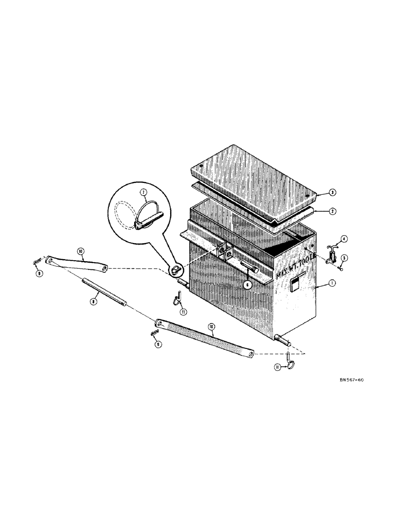 Схема запчастей Case 420 - (110[1]) - REARWEIGHT BOX (WITH EAGLE HITCH) (05) - UPPERSTRUCTURE CHASSIS