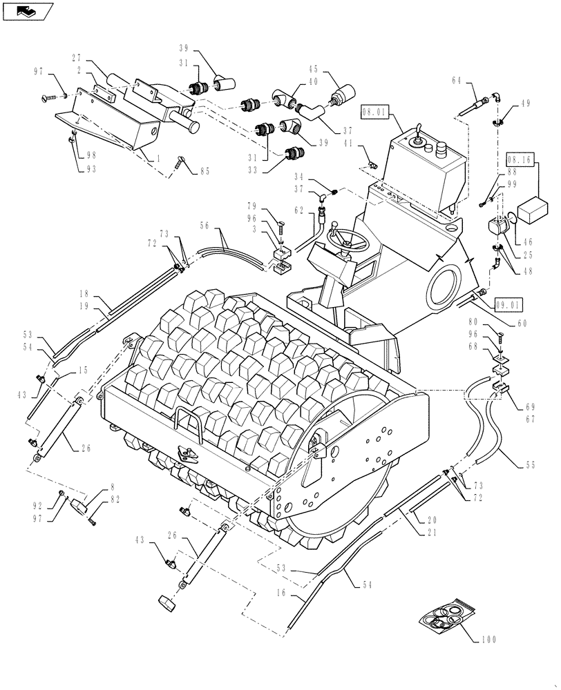 Схема запчастей Case SV208 - (08-18[01]) - DOZER BLADE, HYDRAULICS (GROUP 343) (ND110129) - BSN NCNTA2110 (08) - HYDRAULICS