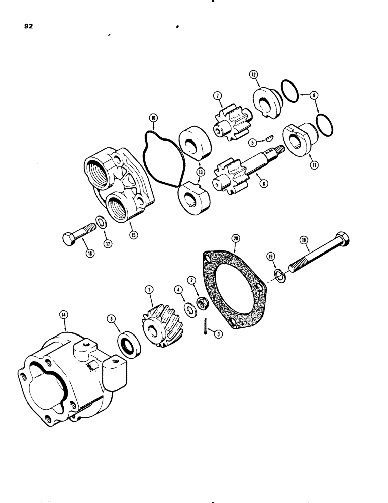 Схема запчастей Case 450B - (092) - TORQUE CONVERTER PUMP AND MOUNTING (03) - TRANSMISSION