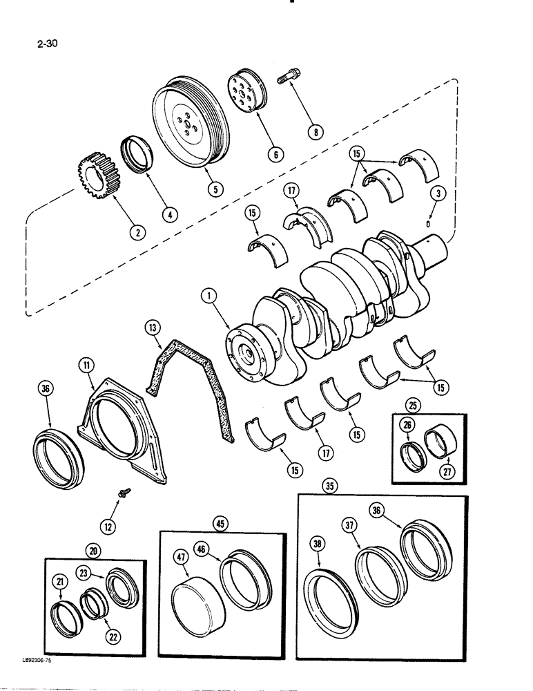 Схема запчастей Case 455C - (2-30) - CRANKSHAFT, 4-390 ENGINE, 4T-390 ENGINE (02) - ENGINE