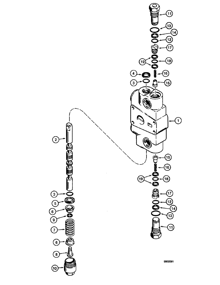 Схема запчастей Case 590 - (8-070) - LOADER CONTROL VALVE, CLAM SECTION (08) - HYDRAULICS