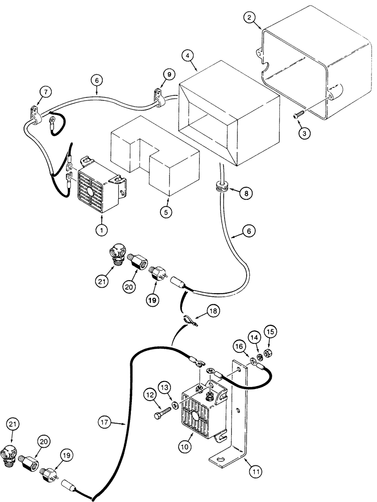 Схема запчастей Case 855E - (4-24) - BACKUP ALARM, (USED ON MODELS WITHOUT A BACKHOE), BACKUP ALARM MOUNTED ON REAR ACESS DOOR, IF USED (04) - ELECTRICAL SYSTEMS