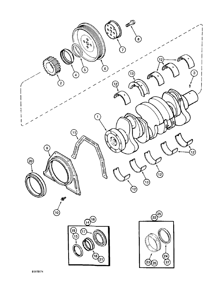 Схема запчастей Case 590L - (2-40) - CRANKSHAFT, 4T-390 ENGINE (02) - ENGINE