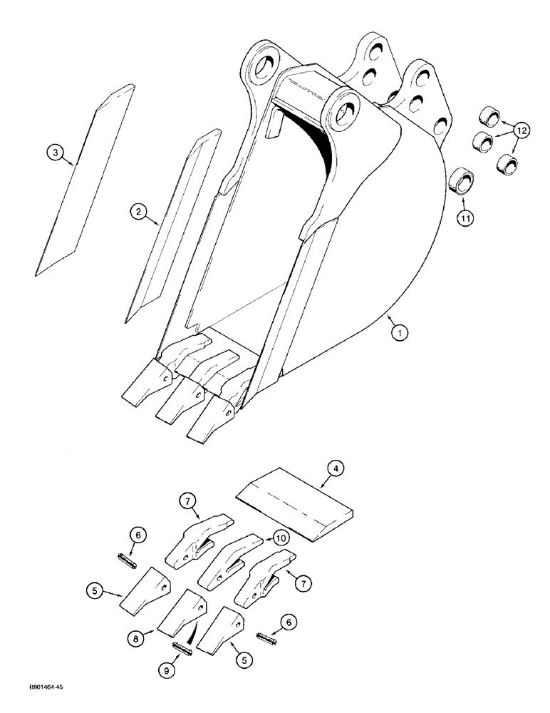 Схема запчастей Case 480F - (9-063C) - UNIVERSAL BACKHOE BUCKET, 12 INCH (305 MM) WIDE TRENCHING BUCKET AND TEETH - HEAVY DUTY (09) - CHASSIS/ATTACHMENTS