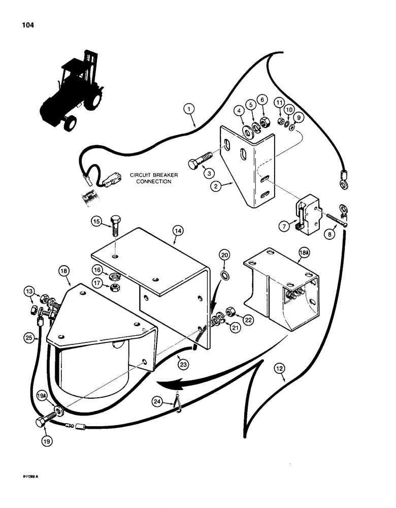 Схема запчастей Case 585D - (104) - BACKUP ALARM, *MECHANICALLY ACTUATED SWITCH (55) - ELECTRICAL SYSTEMS