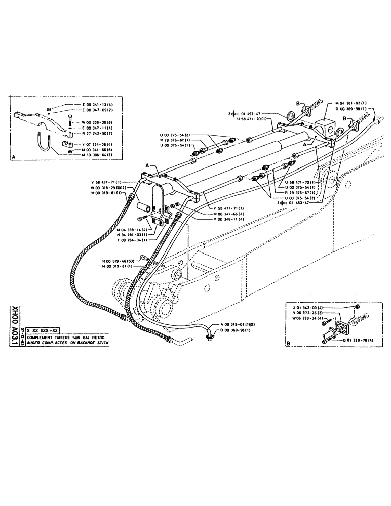 Схема запчастей Case 160CL - (298) - AUGER COMP. ACCES. ON BACKHOE STICK (14) - DIPPERSTICKS