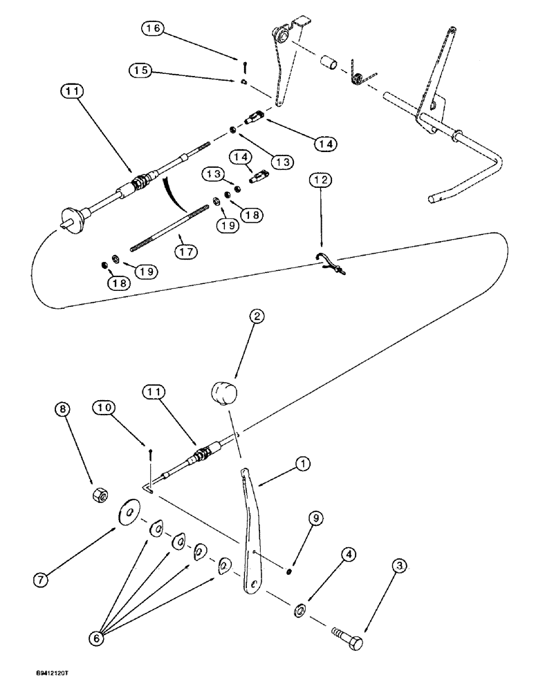 Схема запчастей Case 580L - (3-004) - THROTTLE CONTROL LINKAGE, HAND CONTROL, USED ON 570LXT MODELS WITH PTO AND ALL 580L MODELS (03) - FUEL SYSTEM