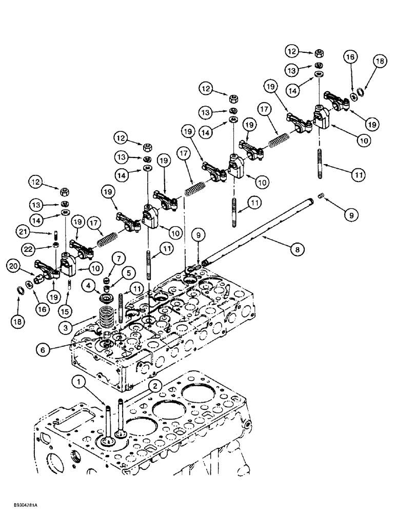 Схема запчастей Case 1838 - (2-16) - VALVE MECHANISM AND ROCKER ARMS, KUBOTA V2203 ENGINE (02) - ENGINE