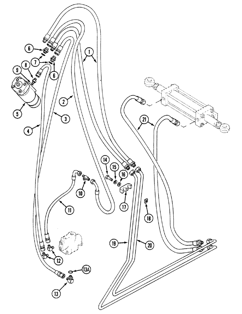 Схема запчастей Case 580SK - (5-08) - STEERING HYDRAULIC CIRCUIT, PRESTIGE VERSION, UP TO S/N JJH0046381 (05) - STEERING