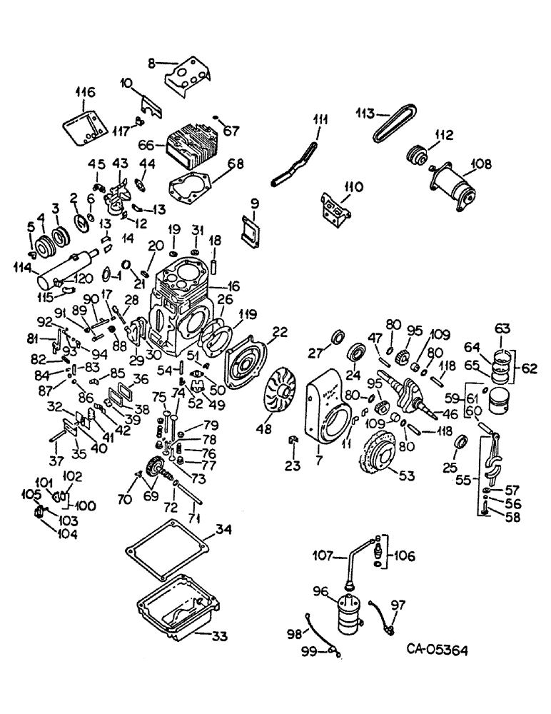 Схема запчастей Case 4120 - (12-1) - POWER, ENGINE, K341, 16 HP (04) - Drive Train