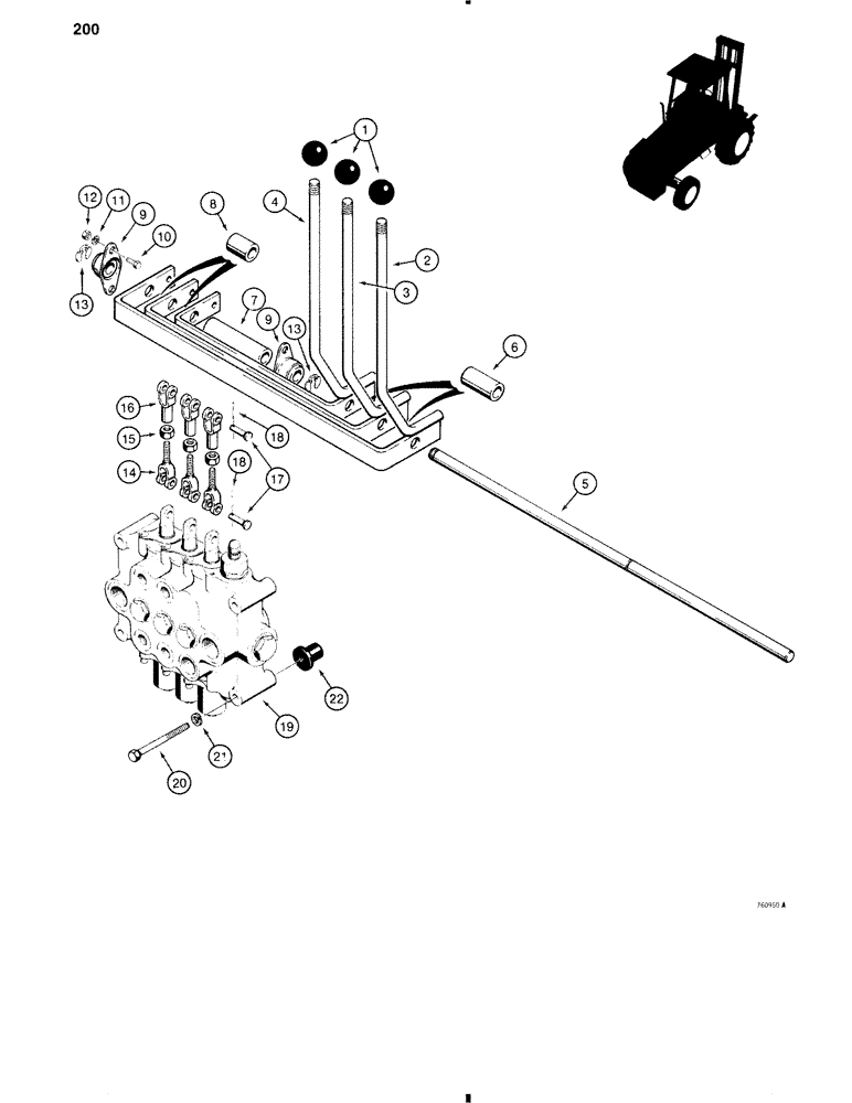 Схема запчастей Case 584C - (200) - FORKLIFT CONTROL LEVERS AND LINKAGE (83) - TELESCOPIC SINGLE ARM