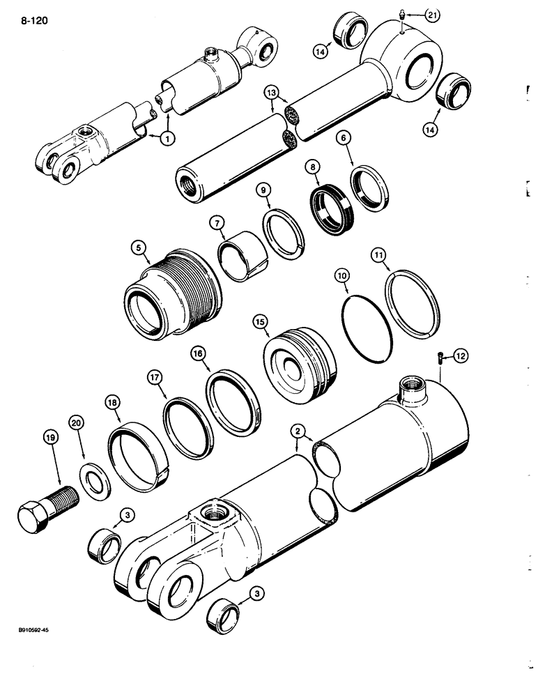 Схема запчастей Case 680L - (8-120) - BACKHOE BOOM CYLINDER, 1343567C1 (08) - HYDRAULICS