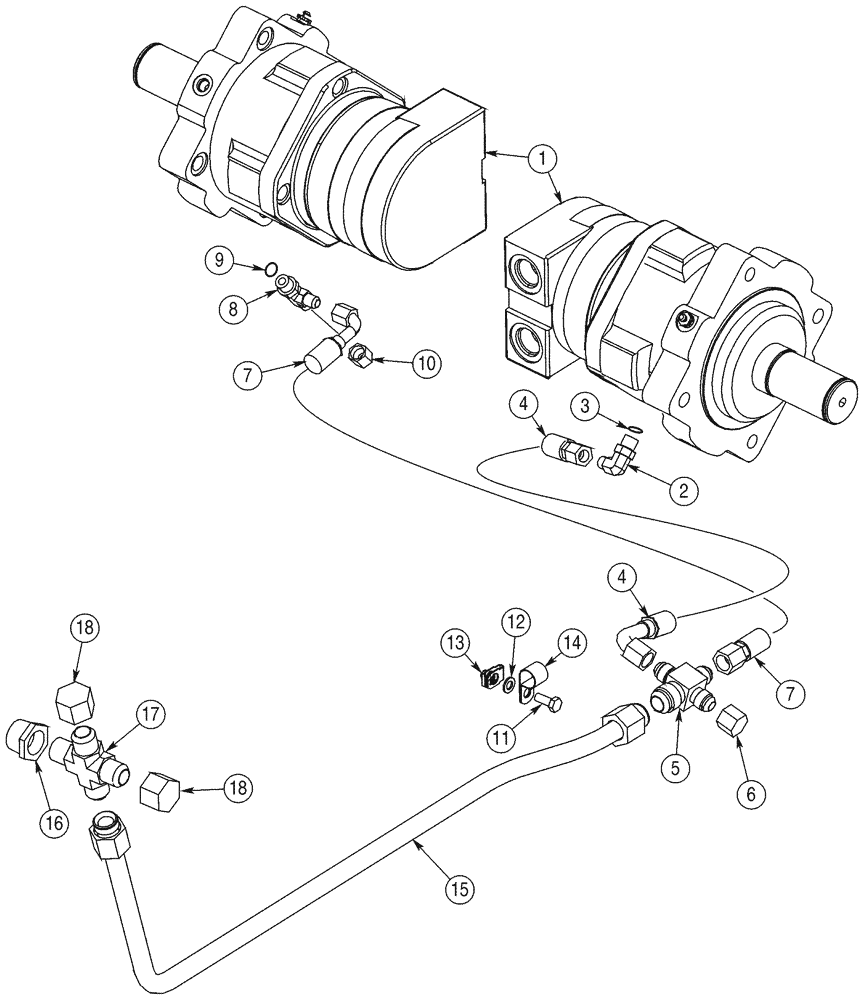 Схема запчастей Case 85XT - (06-04) - HYDROSTATICS CASE DRAIN, NORTH AMERICAN MODELS JAF0352234-, EUROPEAN MODELS JAF0352715- (06) - POWER TRAIN