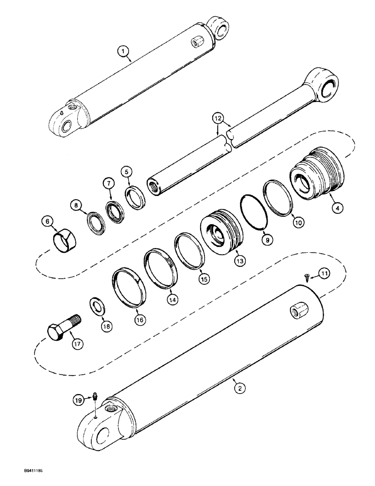 Схема запчастей Case 570LXT - (8-144) - BACKHOE STABILIZER CYLINDER (08) - HYDRAULICS