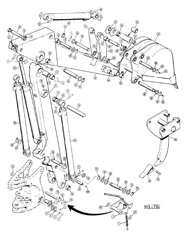 Схема запчастей Case 35 - (102) - TOWER - BOOM - DIPPER ARM AND BUCKET 