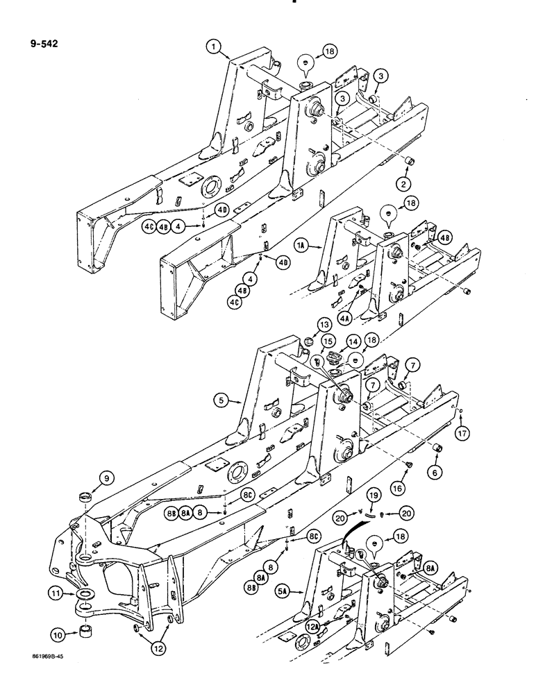 Схема запчастей Case 580K - (09-542) - CHASSIS (09) - CHASSIS/ATTACHMENTS