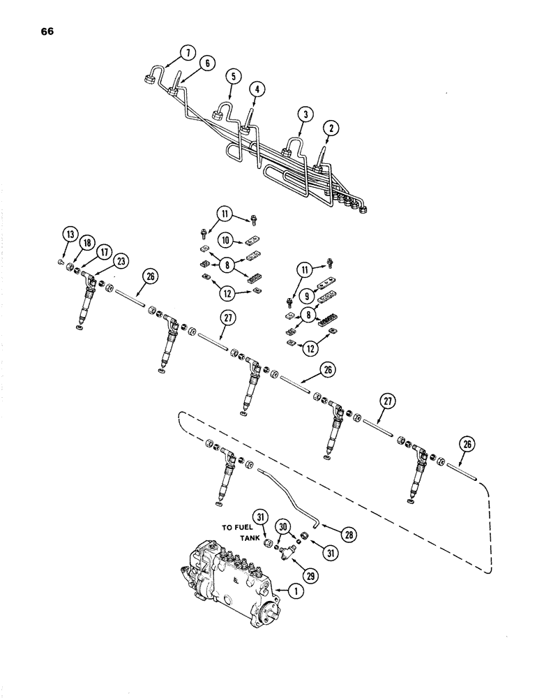 Схема запчастей Case 1280 - (066) - FUEL INJECTION SYSTEM, 504BDT DIESEL ENGINE (01) - ENGINE