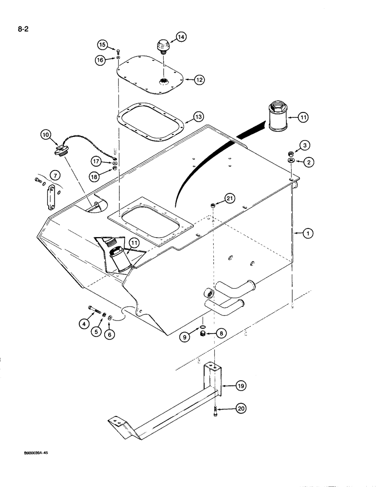 Схема запчастей Case 1085C - (8-002) - HYDRAULIC RESERVOIR (08) - HYDRAULICS