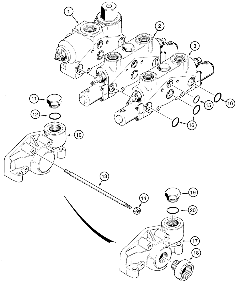 Схема запчастей Case 721C - (08-19) - VALVE ASSY - LOADER CONTROL, TWO SPOOL (XT) (08) - HYDRAULICS