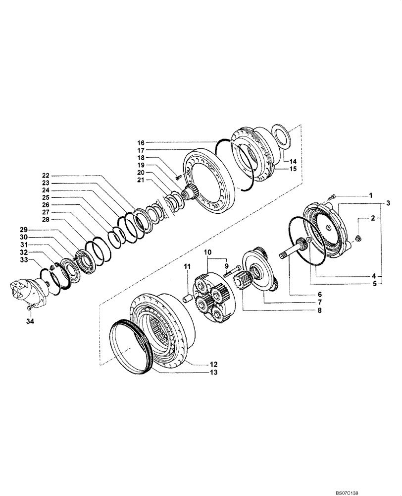 Схема запчастей Case SV212 - (07-003-01[01]) - TRANSMISSION -TRAVEL REDUCTION GEAR - REAR (GROUP 95-1) (ND101767) (06) - POWER TRAIN