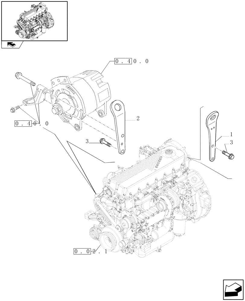 Схема запчастей Case F2CE9684P E007 - (0.45.0) - HOOKS - ENGINE (504045661) 