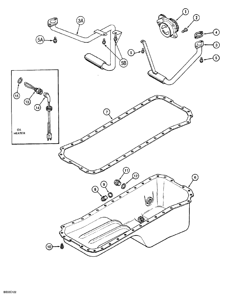 Схема запчастей Case 1150G - (2-031A) - OIL PUMP AND OIL PAN, 6T-590 EMISSIONS CERTIFIED ENGINE, JJG0218023 AND JJG0218479 AND AFTER (01) - ENGINE