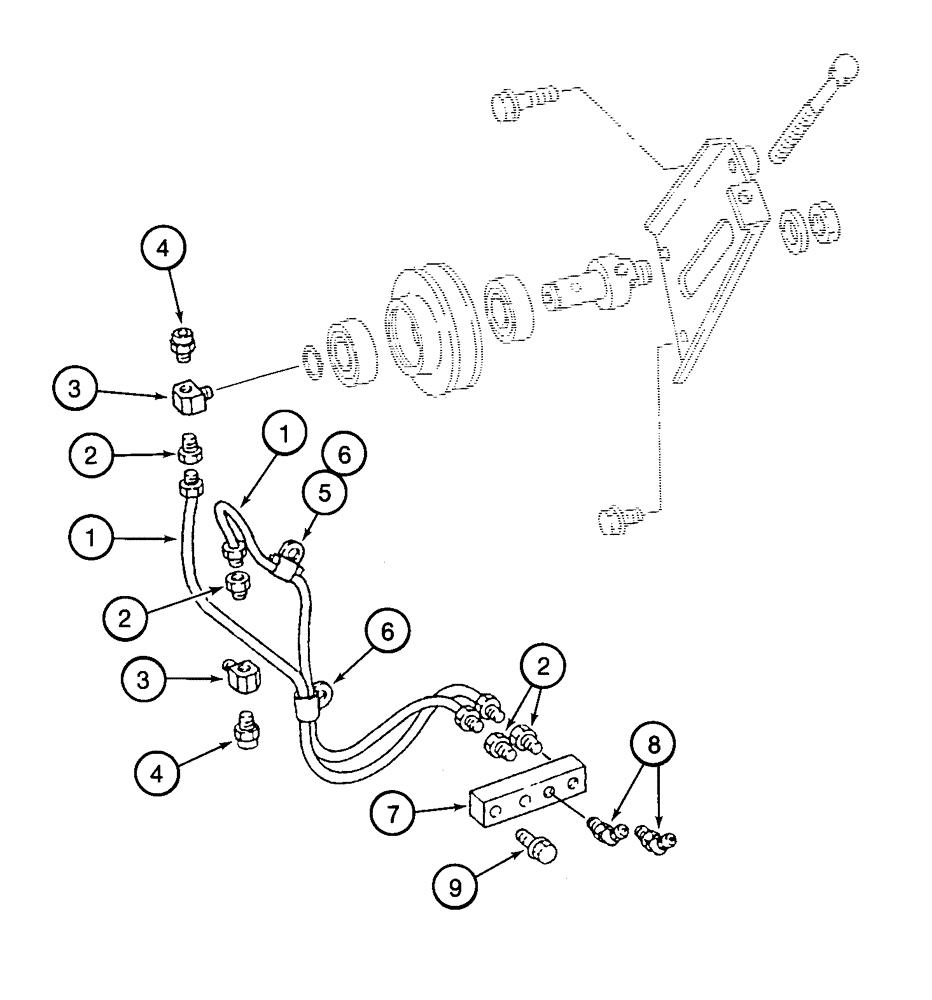 Схема запчастей Case 9050B - (2-18) - FAN LUBE LINES, 6D22-T ENGINE (02) - ENGINE