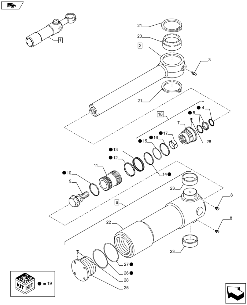 Схема запчастей Case 590SN - (35.739.0202) - HYDRAULIC SYSTEM - CYLINDER BACKHOE SWING / STABILIZER (35) - HYDRAULIC SYSTEMS