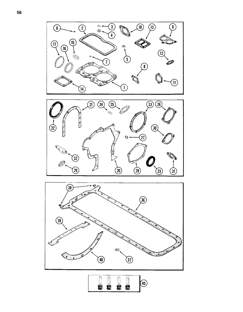 Схема запчастей Case 1280B - (056) - ENGINE GASKET KITS, 504BDT DIESEL ENGINE (02) - ENGINE