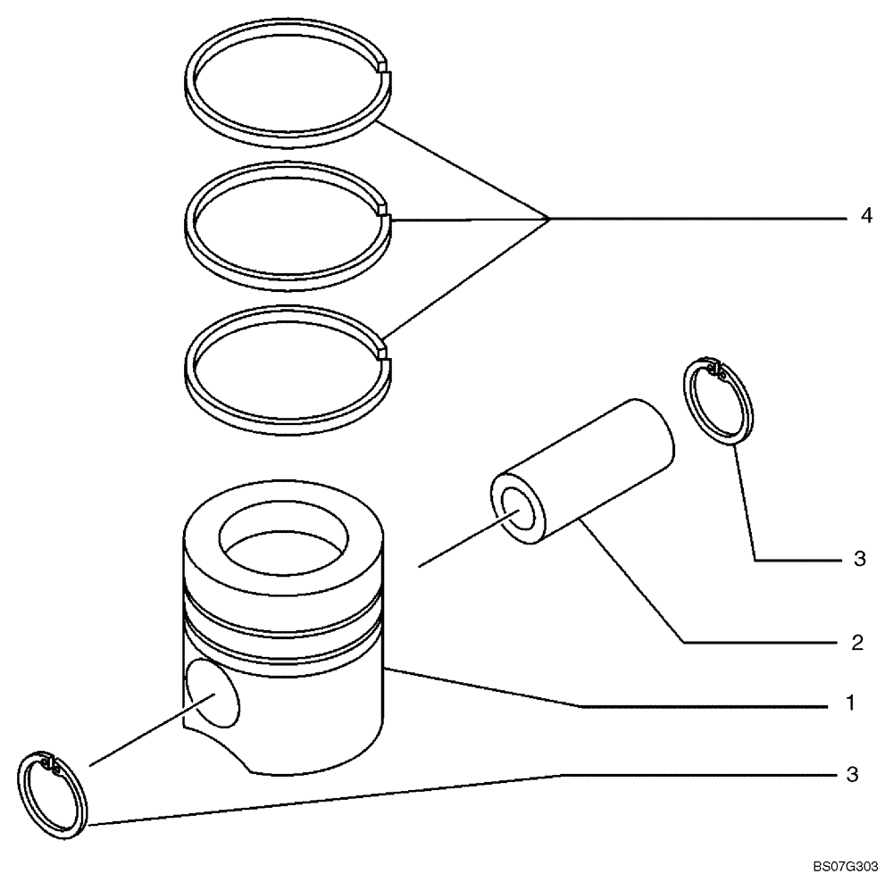 Схема запчастей Case 590SM - (02-24) - PISTONS (02) - ENGINE