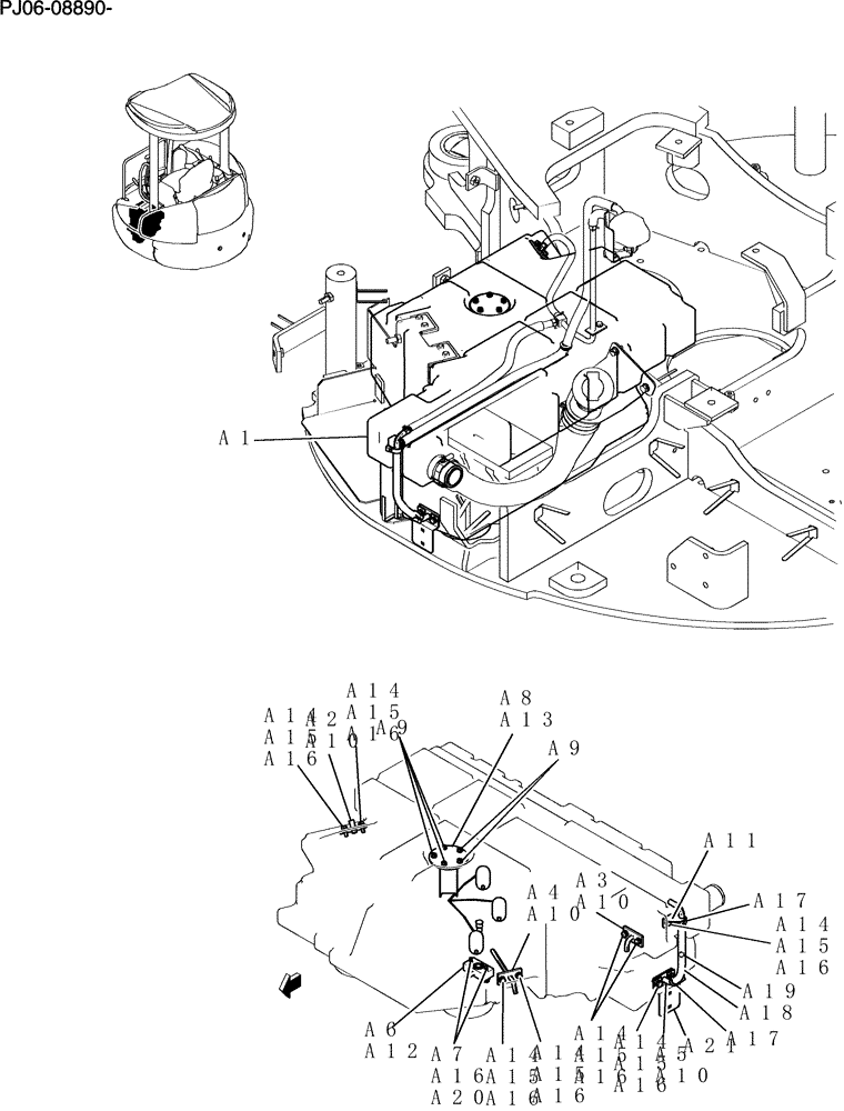 Схема запчастей Case CX50B - (059-01[1]) - TANK ASSY, FUEL CANOPY (10) - ENGINE