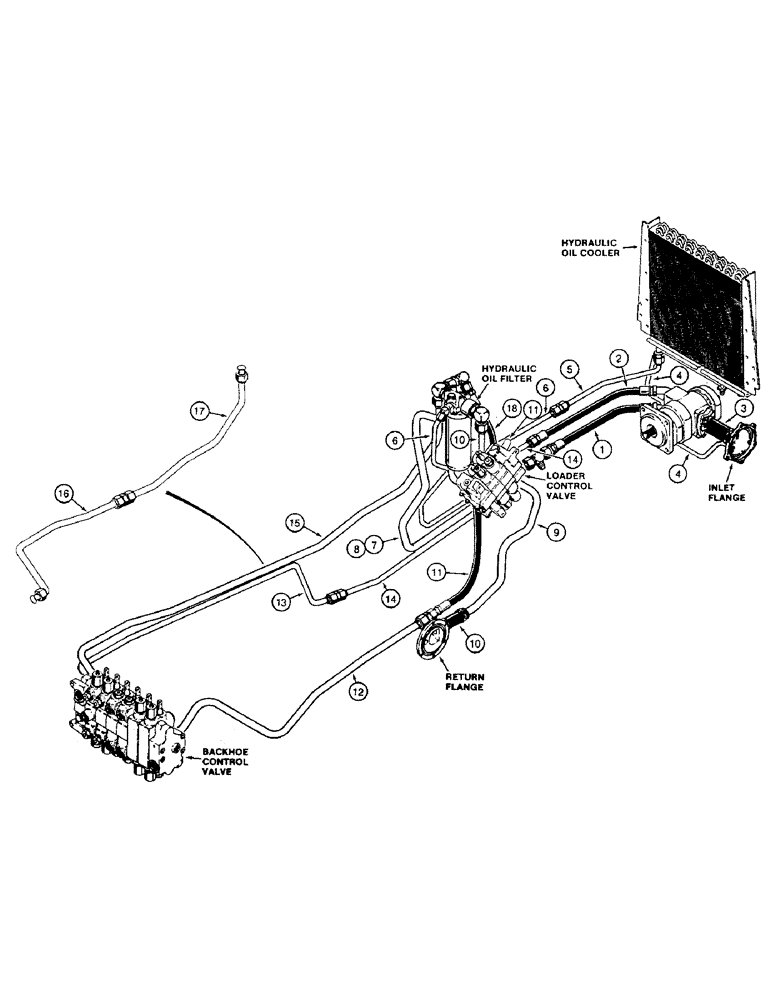 Схема запчастей Case 580K - (1-010) - PICTORIAL INDEX, EQUIPMENT HYDRAULICS, HYDRAULIC PUMP TO OIL FILTER AND CONTROL VALVES WITH BACKHOE (00) - PICTORIAL INDEX