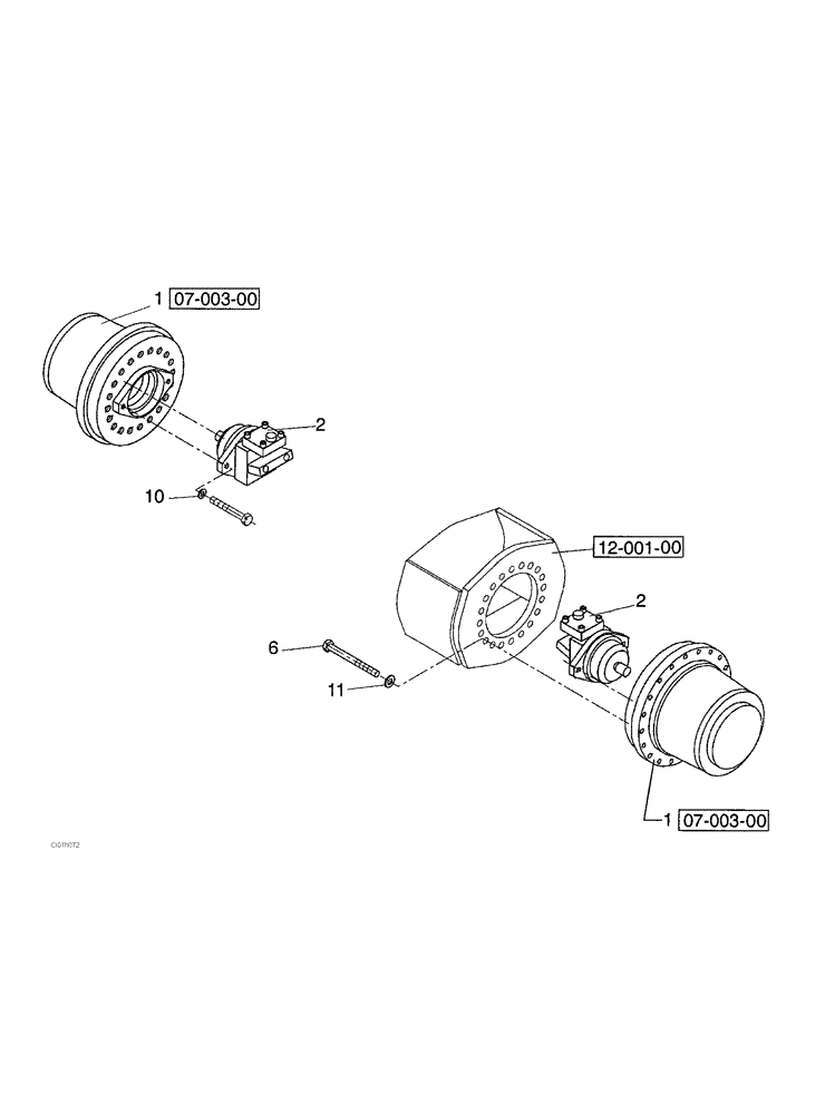 Схема запчастей Case SV223 - (07-002-00[01]) - TRANSMISSION - REAR (03) - TRANSMISSION