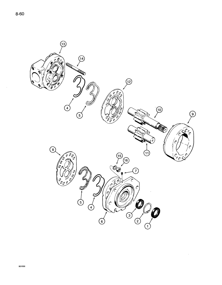 Схема запчастей Case 1086B - (8-060) - S517721 HYDRAULIC PUMP, SINGLE (08) - HYDRAULICS