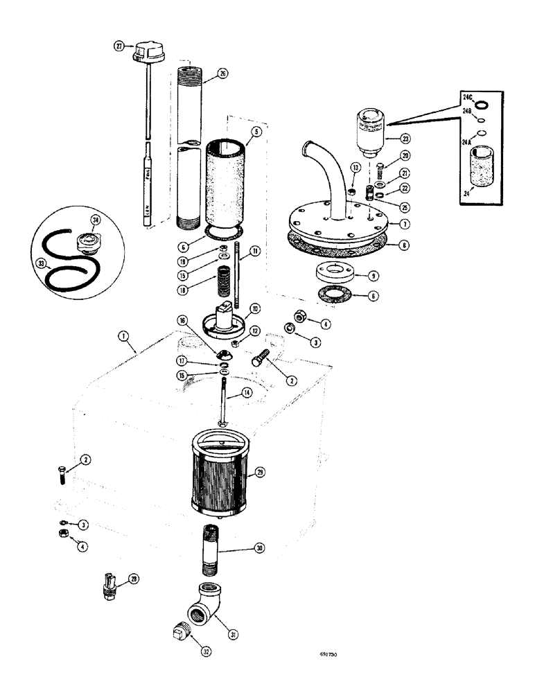 Схема запчастей Case W9B - (136) - HYDRAULIC TANK (08) - HYDRAULICS