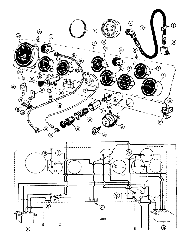 Схема запчастей Case W9E - (088) - INSTRUMENT PANEL AND GAUGES, GAS ENGINE (04) - ELECTRICAL SYSTEMS