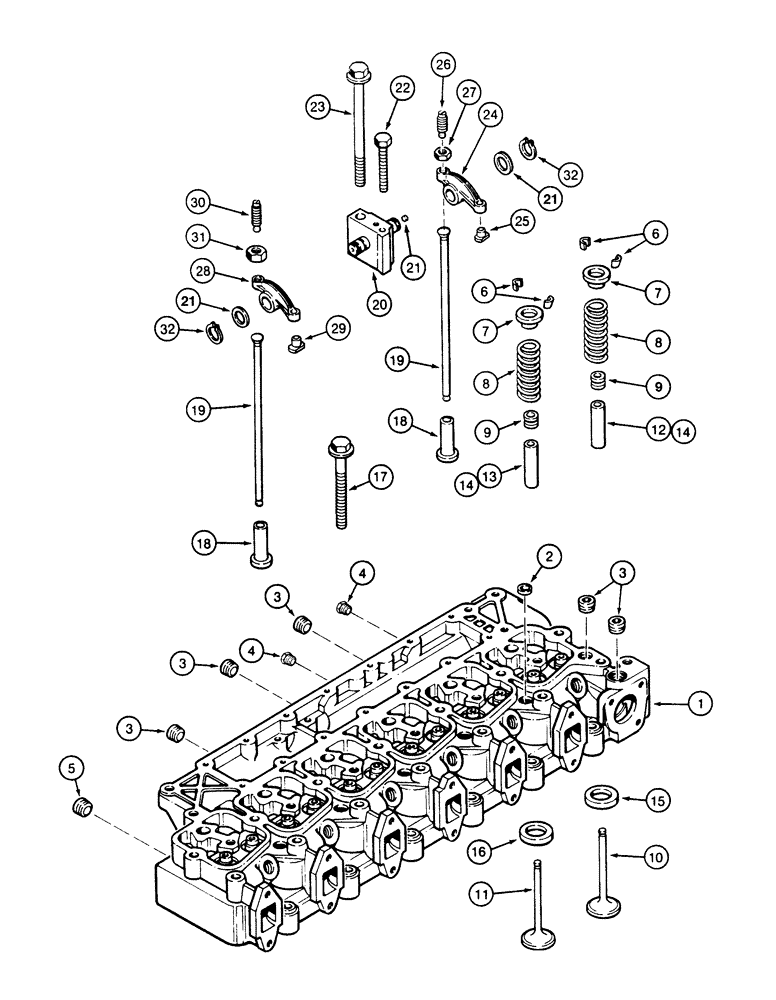 Схема запчастей Case 845 - (02-38[01]) - CYLINDER HEAD - ASSEMBLY (02) - ENGINE