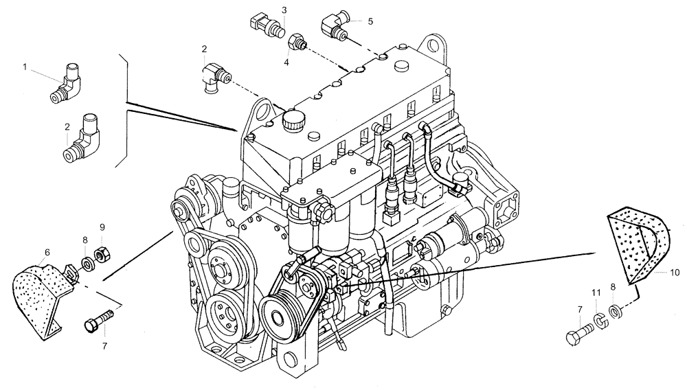 Схема запчастей Case 330 - (02A01010574[01]) - ENGINE - ACCESSORIES (01) - ENGINE