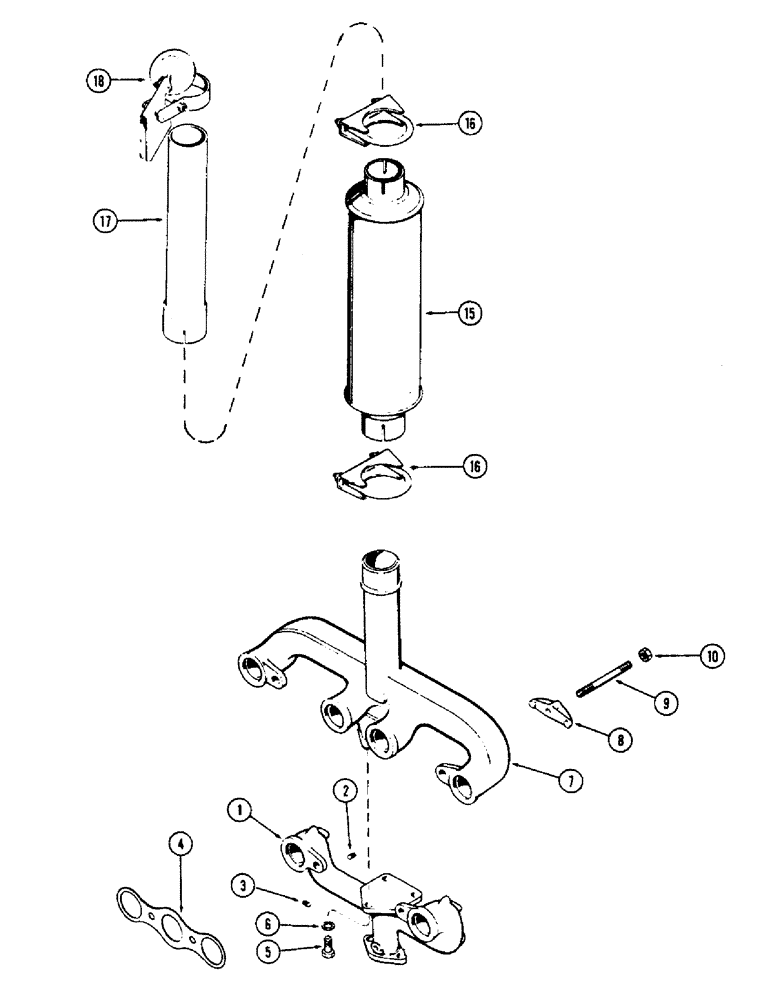 Схема запчастей Case W7E - (011A) - MANIFOLD & MUFFLER, (301B) SPARK IGNITION ENGINE, VERTICAL TYPE - PRODUCTION (02) - ENGINE