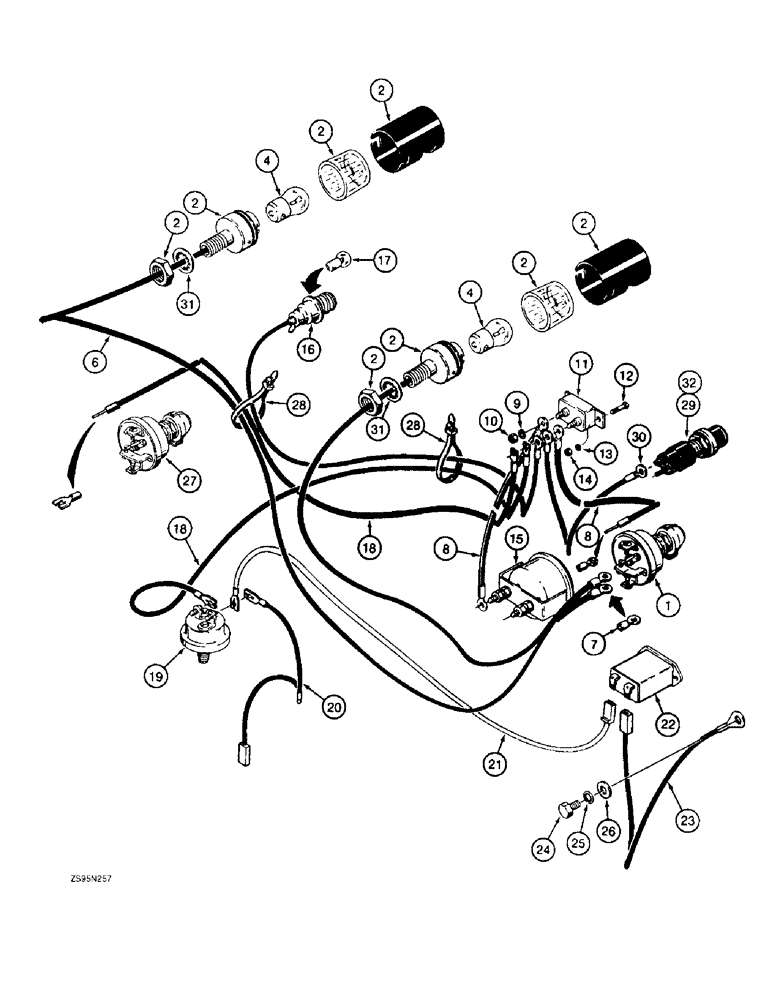 Схема запчастей Case 1155E - (4-22) - INSTRUMENT PANEL WIRING (04) - ELECTRICAL SYSTEMS